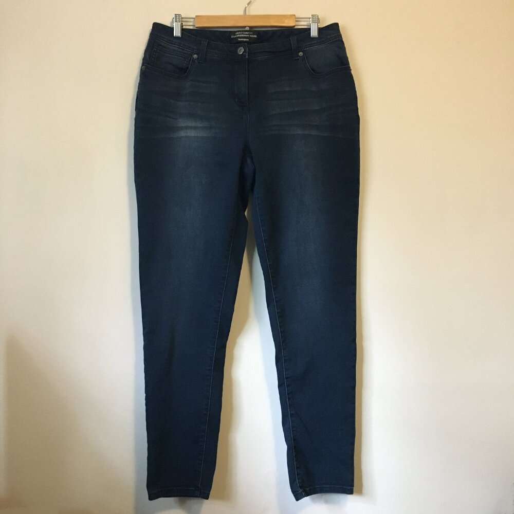 Penningtons Slightly Curvy Fit Dark Blue Jeans Plus Size 14